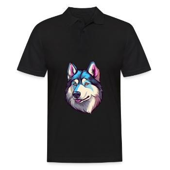 Husky Chien Race Aquarelle Dessin animé Kawaii Coloré - Polo Homme - noir - Devant - Kai (181cm)