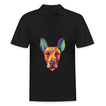 Doberman Race Chien Aquarelle Dessin Animé Kawaii Couleur - Polo Homme - noir - Devant - Kai (181cm)