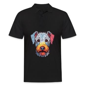 Pumi Hunderasse Aquarell Karikatur Kawaii Bunt - Männer Poloshirt - Schwarz - Vorne - Kai (181cm)