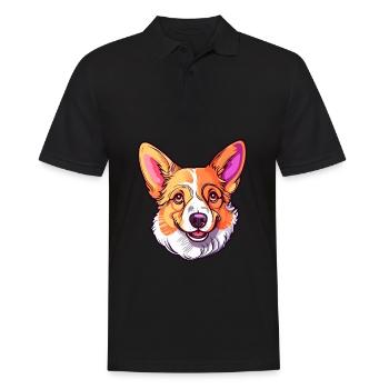 Corgi Chien Race Aquarelle Dessin Animé Kawaii Coloré - Polo Homme - noir - Devant - Kai (181cm)