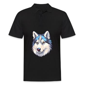 Husky Sibérien Race Chien Aquarelle Dessin Animé Kawaii - Polo Homme - noir - Devant - Kai (181cm)