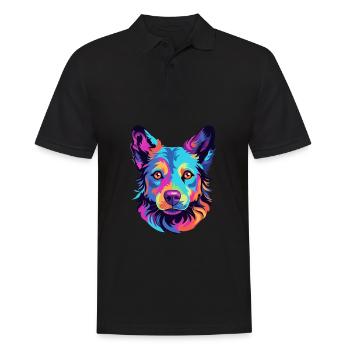 Mudi Dog Breed Watercolor Cartoon Kawaii Colorful - Men's Polo Shirt - black - Front - Kai (181cm)
