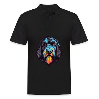 Black Russian Terrier Dog Breed Watercolor Cartoon - Men's Polo Shirt - black - Front - Kai (181cm)