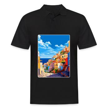 Ponza Italy Vintage Travel Poster WPA Art Souvenir - Men's Polo Shirt - black - Front - Kai (181cm)