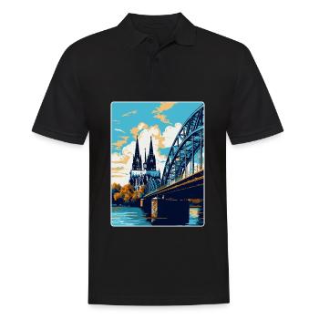 Cologne Allemagne Affiche de voyage vintage Souvenir WPA - Polo Homme - noir - Devant - Kai (181cm)