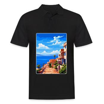 Almería Spanien Vintage Reiseplakat WPA Souvenir - Männer Poloshirt - Schwarz - Vorne - Kai (181cm)