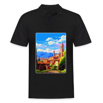 Bergamo Italien Vintage Reiseposter WPA Souvenir - Männer Poloshirt - Schwarz - Vorne - Kai (181cm)