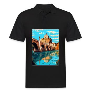 St Angelo Bridge Italy Vintage Travel Poster WPA - Men's Polo Shirt - black - Front - Kai (181cm)