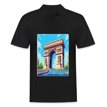 Arc de Triomphe Paris France Vintage Poster de voyage - Polo Homme - noir - Devant - Kai (181cm)