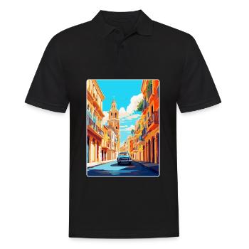 Valencia Spanien Vintage Reiseplakat Souvenir WPA - Männer Poloshirt - Schwarz - Vorne - Kai (181cm)