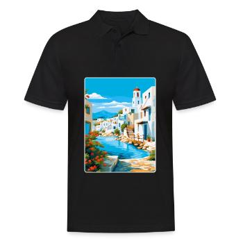 Paros Greece Vintage Travel Poster WPA Souvenir - Men's Polo Shirt - black - Front - Kai (181cm)