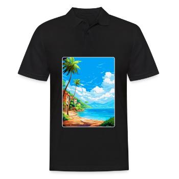 Palau Italien Vintage Reiseposter WPA Kunst Souvenir - Männer Poloshirt - Schwarz - Vorne - Kai (181cm)