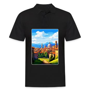Bergamo Italien Vintage Reiseposter WPA Souvenir - Männer Poloshirt - Schwarz - Vorne - Kai (181cm)