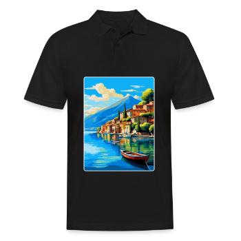 Lac d’Iseo Italie Affiche de voyage vintage Souvenir WPA - Polo Homme - noir - Devant - Kai (181cm)