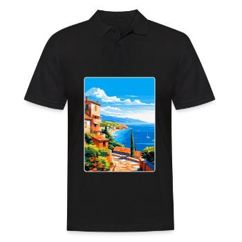 Côte d Azur Frankreich Vintage Reiseplakat Souvenir - Männer Poloshirt - Schwarz - Vorne - Kai (181cm)