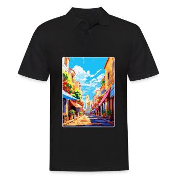 Perpignan Frankreich Vintage Reiseplakat Souvenir - Männer Poloshirt - Schwarz - Vorne - Kai (181cm)