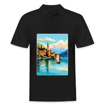 Lake Como Italy Vintage Travel Poster Souvenir WPA - Men's Polo Shirt - black - Front - Kai (181cm)