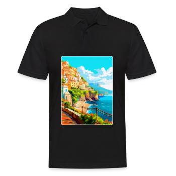 Amalfi Italie Affiche de voyage vintage WPA Souvenir - Polo Homme - noir - Devant - Kai (181cm)