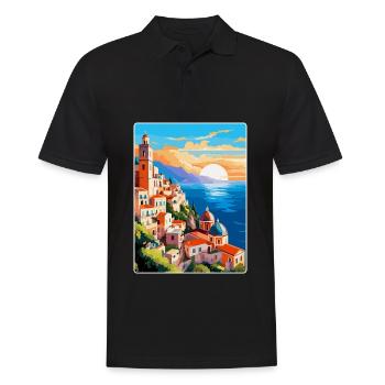 Amalfi Italie Affiche de voyage vintage WPA Souvenir - Polo Homme - noir - Devant - Kai (181cm)