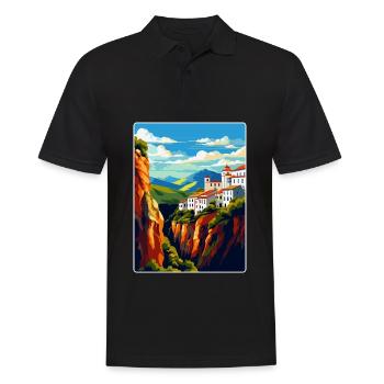 Ronda Spain Vintage Travel Poster WPA Art Souvenir - Men's Polo Shirt - black - Front - Kai (181cm)