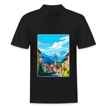 Bolzano Italie Affiche de voyage vintage WPA Souvenir - Polo Homme - noir - Devant - Kai (181cm)