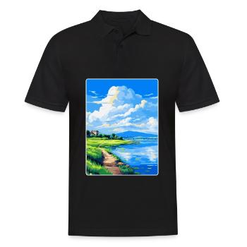 Lac de Bracciano Italie Affiche de voyage vintage WPA Art - Polo Homme - noir - Devant - Kai (181cm)