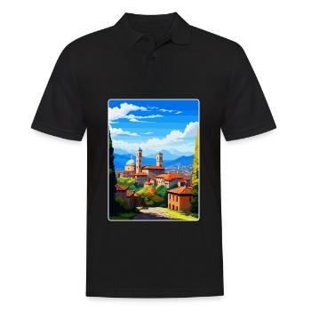 Bergamo Italien Vintage Reiseposter WPA Souvenir - Männer Poloshirt - Schwarz - Vorne - Kai (181cm)