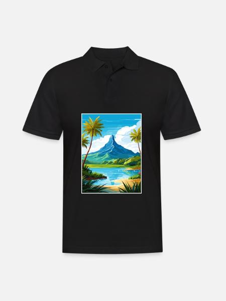 Bora Polynésie française Affiche de voyage vintage - Polo Homme - noir