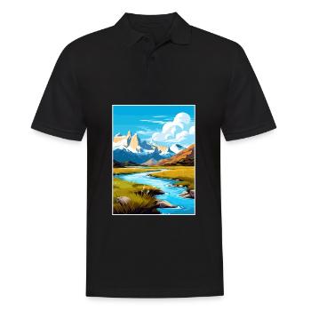 Torres Del Paine Affiche de voyage vintage souvenir - Polo Homme - noir - Devant - Kai (181cm)