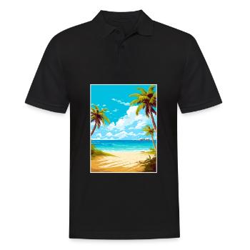 Turks and Caicos Islands Caribbean Travel Poster - Men's Polo Shirt - black - Front - Kai (181cm)