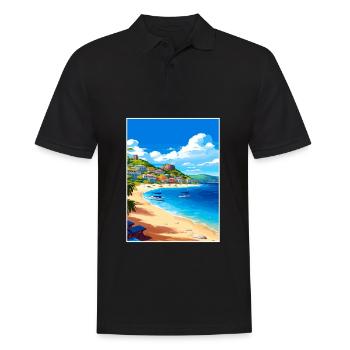 Saint Maarten Karibik Vintage Reiseposter - Männer Poloshirt - Schwarz - Vorne - Kai (181cm)