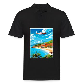 Saint Maarten Karibik Vintage Reiseposter - Männer Poloshirt - Schwarz - Vorne - Kai (181cm)