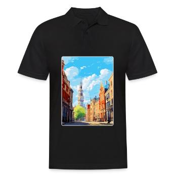Lille Frankreich Vintage Reiseplakat WPA Souvenir - Männer Poloshirt - Schwarz - Vorne - Kai (181cm)