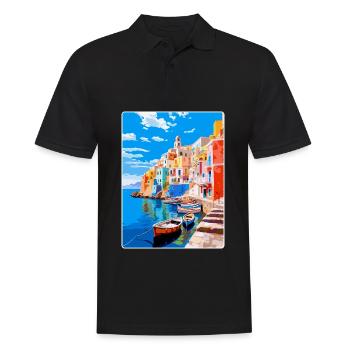 Ponza Italy Vintage Travel Poster WPA Art Souvenir - Men's Polo Shirt - black - Front - Kai (181cm)