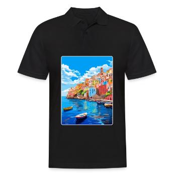Ponza Italy Vintage Travel Poster WPA Art Souvenir - Men's Polo Shirt - black - Front - Kai (181cm)