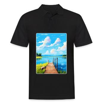 Lac de Lacanau France Poster de voyage vintage souvenir - Polo Homme - noir - Devant - Kai (181cm)