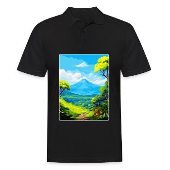 La Réunion Nationalpark Frankreich Reiseplakat WPA - Männer Poloshirt - Schwarz - Vorne - Kai (181cm)