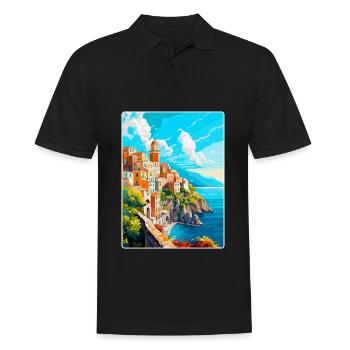 Amalfi Italie Affiche de voyage vintage WPA Souvenir - Polo Homme - noir - Devant - Kai (181cm)