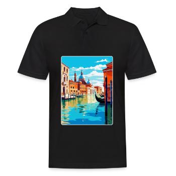 Venedig Italien Vintage Reiseplakat WPA Souvenir - Männer Poloshirt - Schwarz - Vorne - Kai (181cm)