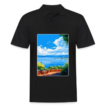 Lac de Bracciano Italie Affiche de voyage vintage WPA Art - Polo Homme - noir - Devant - Kai (181cm)