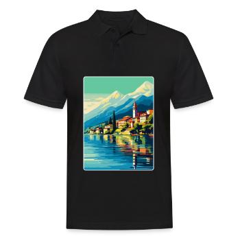Lake Como Italy Vintage Travel Poster Souvenir WPA - Men's Polo Shirt - black - Front - Kai (181cm)