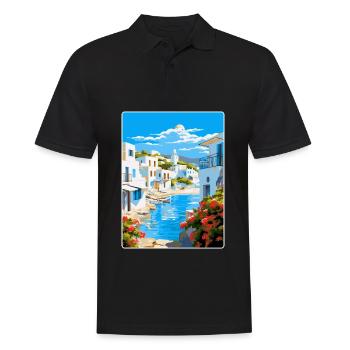 Paros Greece Vintage Travel Poster WPA Souvenir - Men's Polo Shirt - black - Front - Kai (181cm)