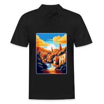 Toledo Spanien Vintage Reiseposter WPA Souvenir - Männer Poloshirt - Schwarz - Vorne - Kai (181cm)