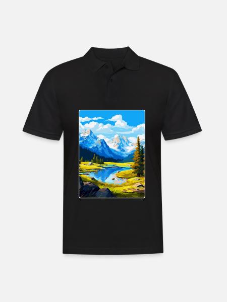 Affiche de voyage vintage du parc national d’Ecrins France - Polo Homme - noir