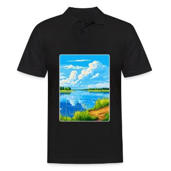 Lac de Lacanau France Poster de voyage vintage souvenir - Polo Homme - noir - Devant - Kai (181cm)
