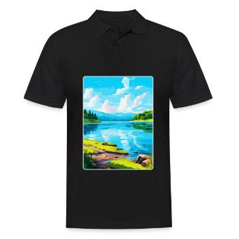 Lake Sainte Croix Frankreich Vintage Reiseplakat WPA - Männer Poloshirt - Schwarz - Vorne - Kai (181cm)
