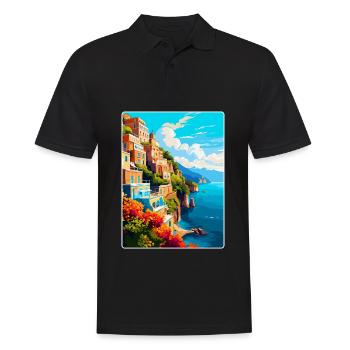 Amalfi Italie Affiche de voyage vintage WPA Souvenir - Polo Homme - noir - Devant - Kai (181cm)