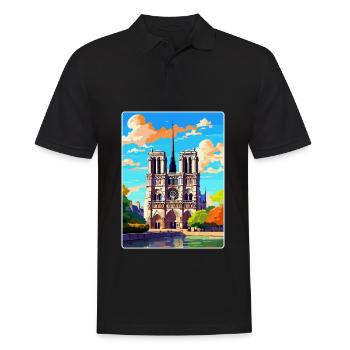 Notre Dame France Vintage Travel Poster Souvenir - Men's Polo Shirt - black - Front - Kai (181cm)