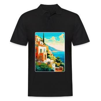 Capri Italien Vintage Reiseplakat WPA Kunst Souvenir - Männer Poloshirt - Schwarz - Vorne - Kai (181cm)