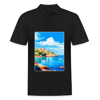Balearen Spanien Vintage Reiseplakat WPA - Männer Poloshirt - Schwarz - Vorne - Kai (181cm)